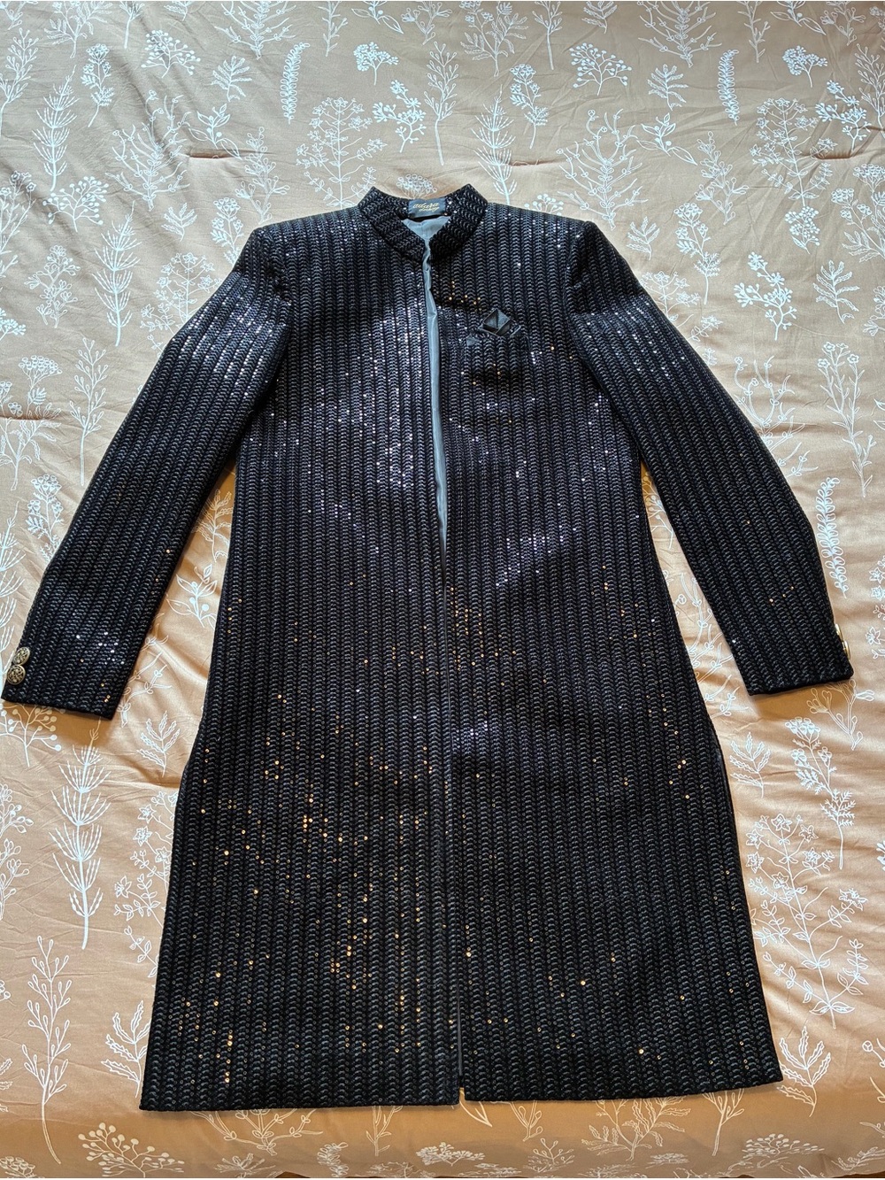 Men’s Black Sequin Sherwani
